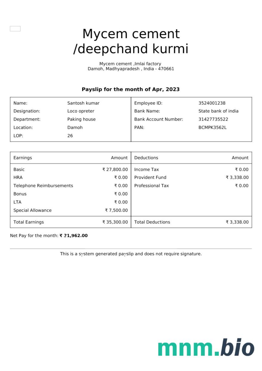 Szablon odcinka wypłaty mycem cement w formatach Word i PDF